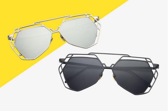 The New Explosion Models Irregular Polygons True Color Film Tide Brand Sunglasses Metal Frame Sunglasses